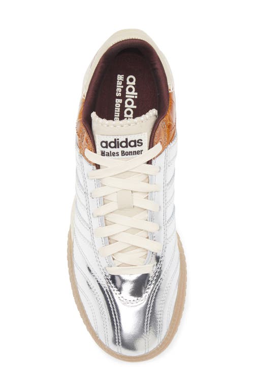 Adidas Originals Adidas X Wales Bonner Samba Panelled Metallic Leather Sneakers In Silver Metallic/easy Yellow