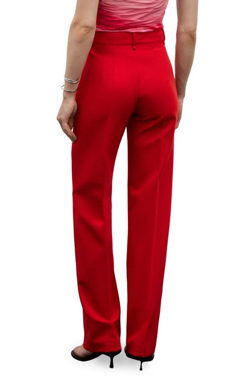 Mango Decorative Seam Stretch Straight Leg Pants In Red