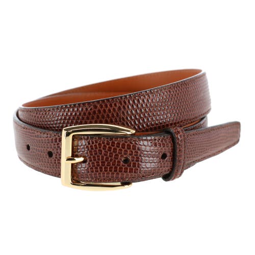 Shop Trafalgar Windsor 30mm Genuine Lizard Belt In Brown