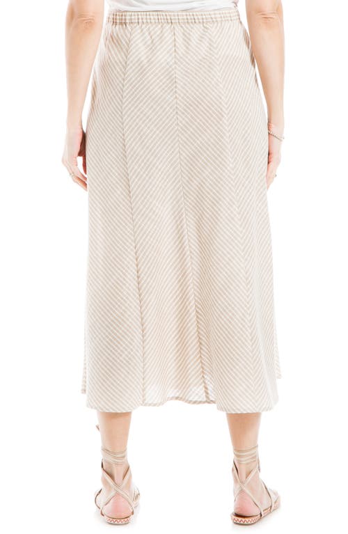 Shop Max Studio Yarn Dyed Button Front Maxi Skirt In Toast/off White Chevron