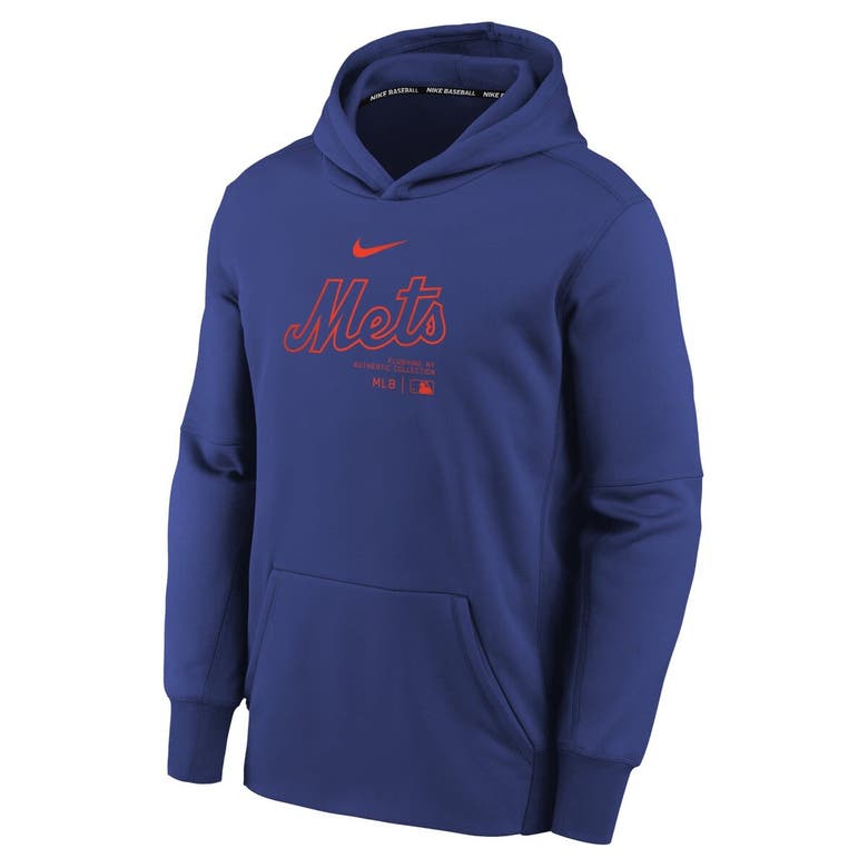 Shop Nike Youth  Royal New York Mets Authentic Collection Performance Pullover Hoodie