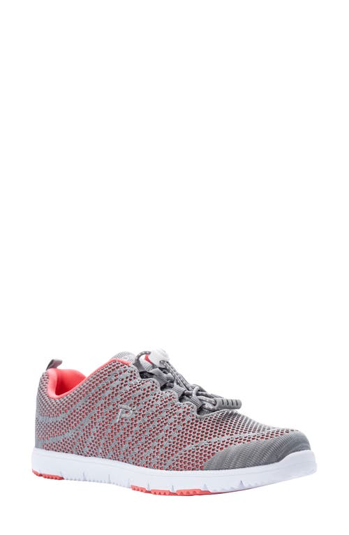 Propét Travelwalker Evo Mesh Sneaker in Coral/Grey Fabric