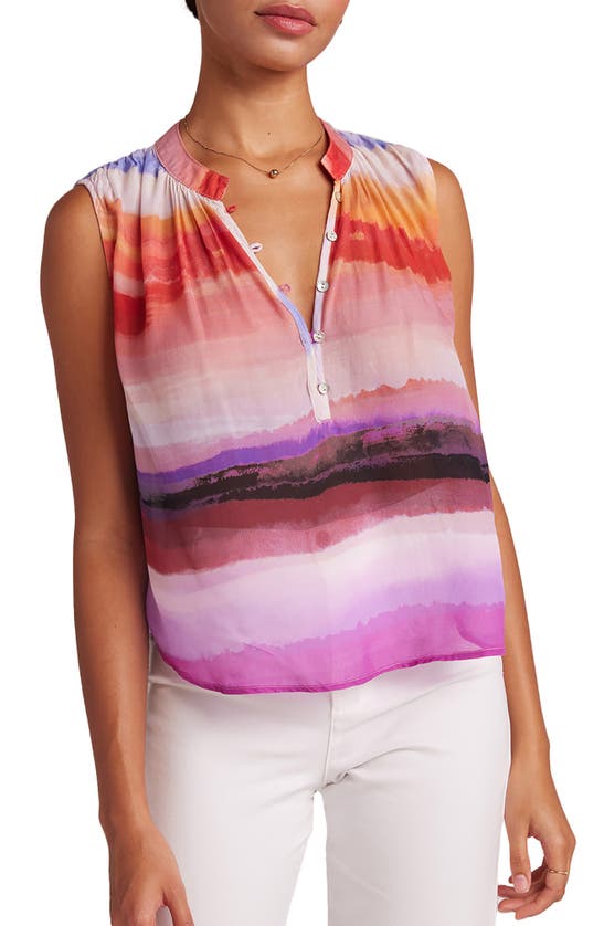 Shop Bella Dahl Shirred Stripe Sleeveless Top In Canyon Stripe Print