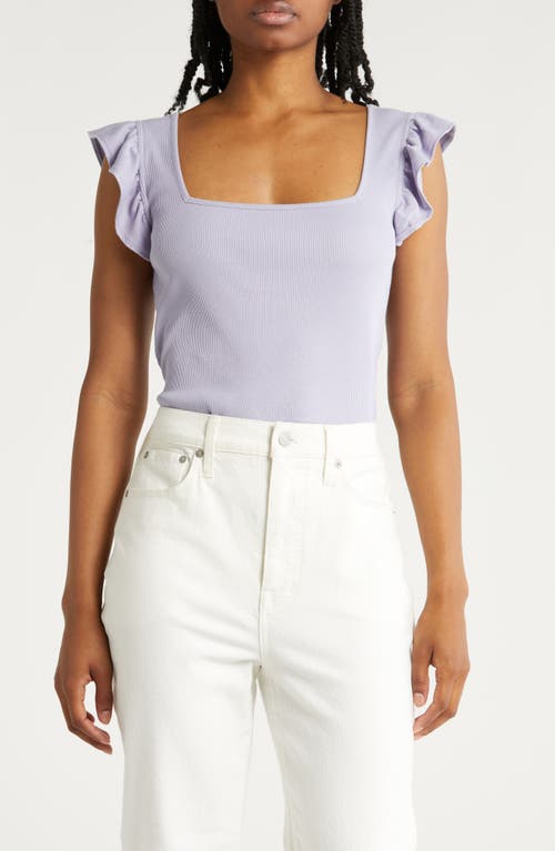 Shop Melrose And Market Ruffle Sleeve Square Neck Top In Purple Languid