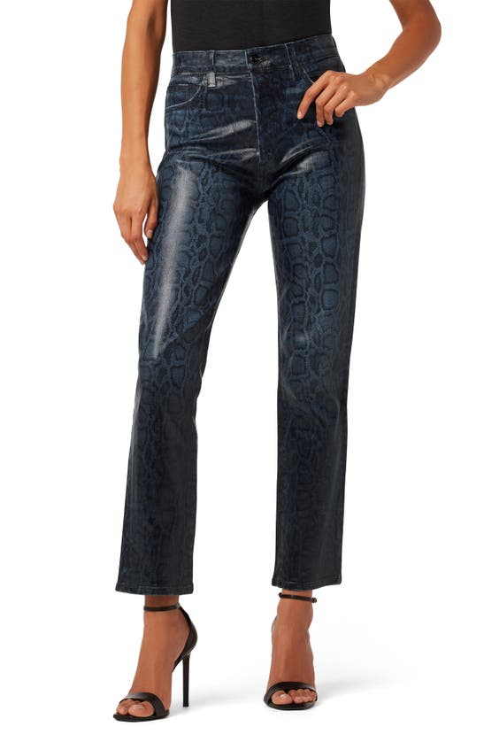 Joe's The Honor Coated Straight Leg Ankle Jeans In Indigo Slither