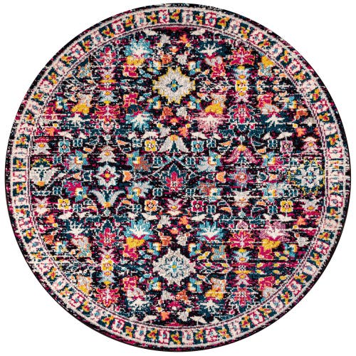 Jonathan Y Modern Persian Boho Floral Round Area Rug In Multi/purple