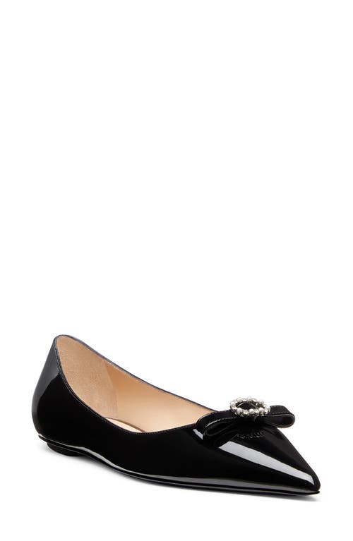 Shop Stuart Weitzman Diana Bow Pointed Toe Flat In Black