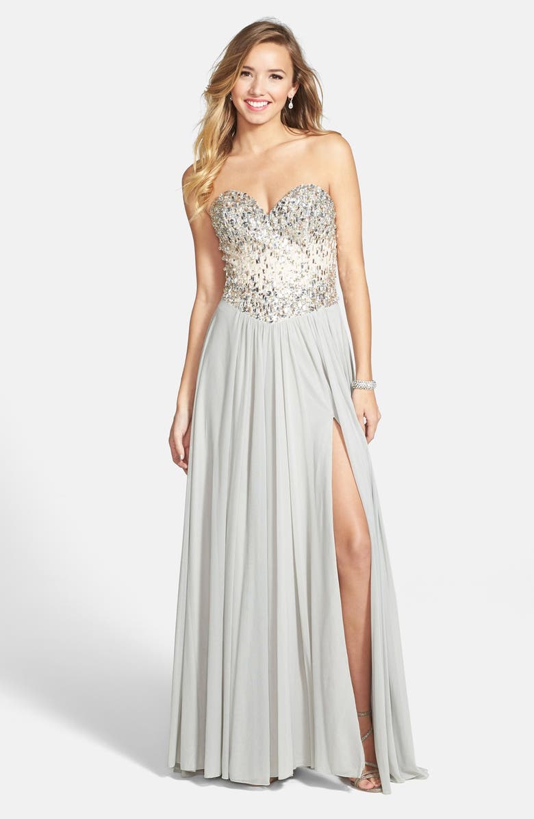 Terani Couture Embellished Strapless Chiffon Gown | Nordstrom
