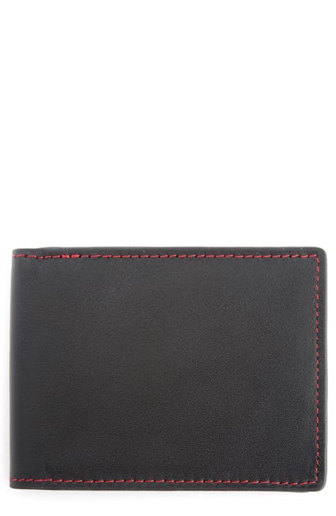 Luxury wallet for men - Red leather cardholder with Valentino logo