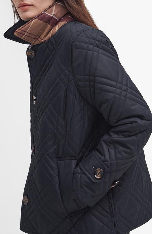 Shop Barbour Walton Quilted Jacket In Black/muted Cabernet Tartan