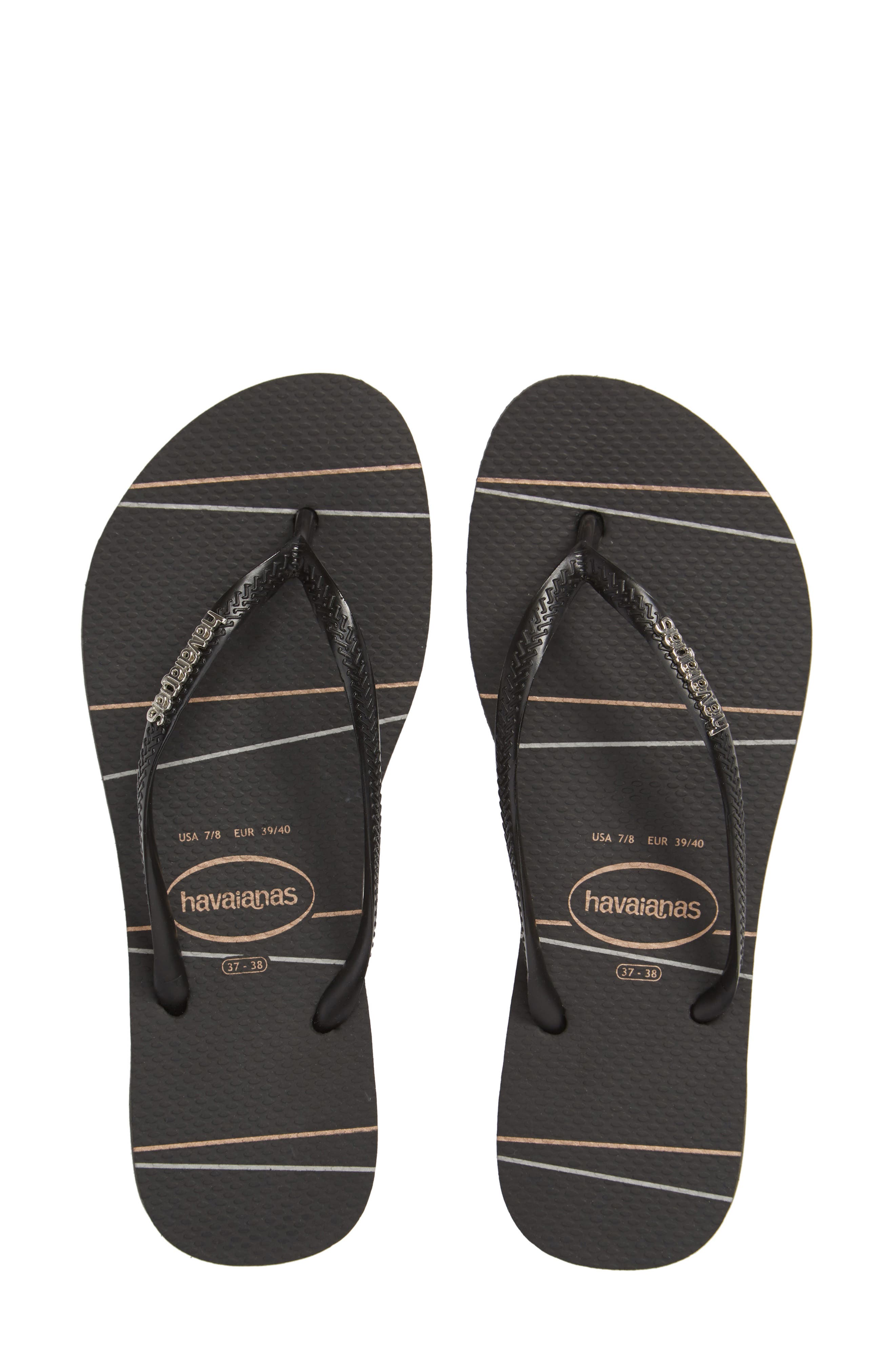 Havaianas Slim Logo Flip Flop, 9/40 BR - Black