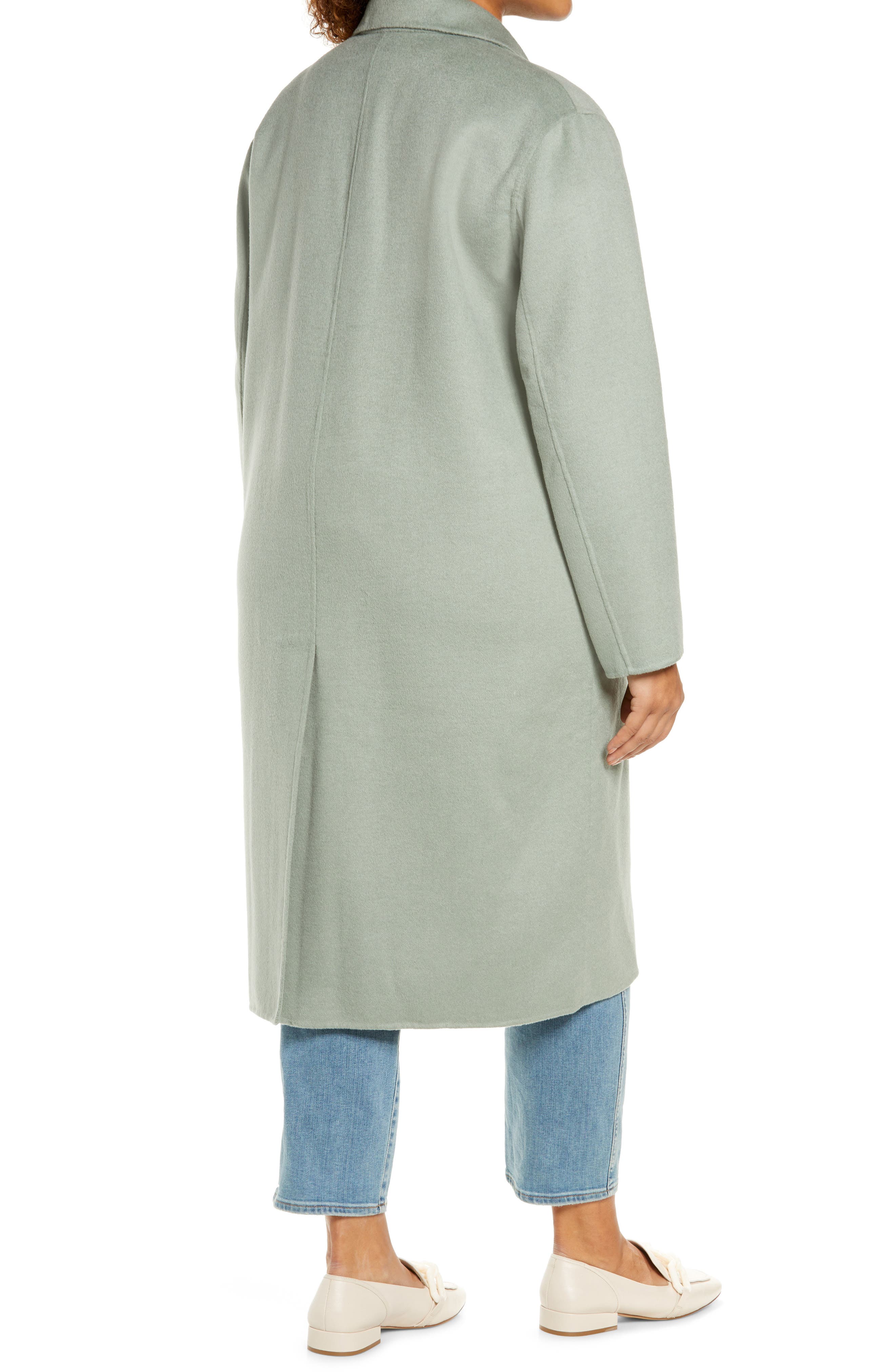 halogen belted wool blend coat