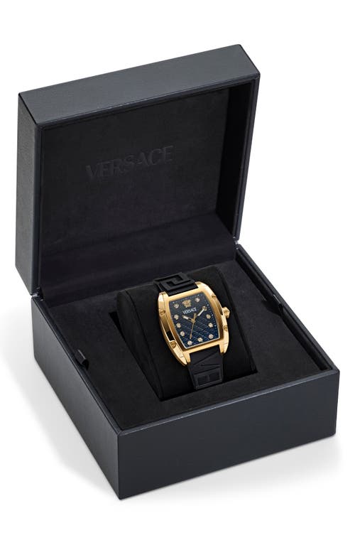 Shop Versace Dominus Diamond Silicone Strap Watch, 44mm X 36mm In Ip Yellow Gold