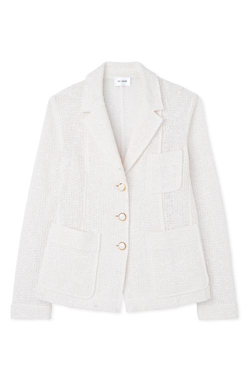 St John St. John Collection Lightweight Open Stitch Cotton Blend Blazer In Ivory