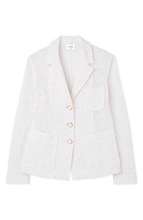 Shop St John St. John Collection Lightweight Open Stitch Cotton Blend Blazer In Ivory