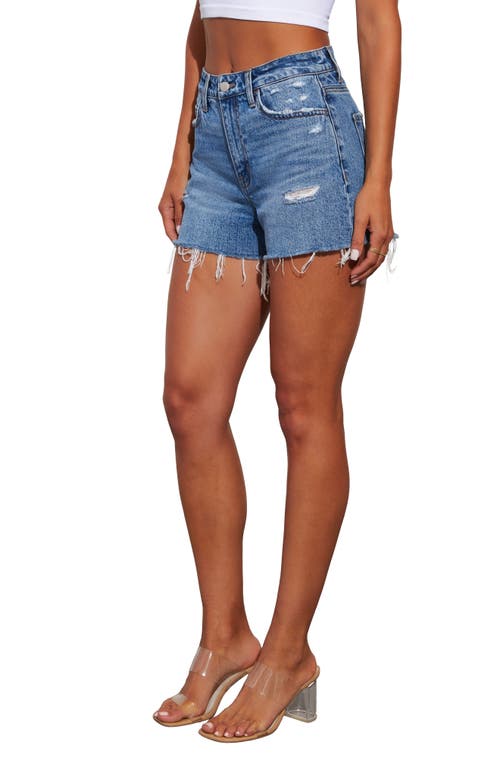 Shop Vici Collection Jolene High Waist Denim Cutoff Shorts In Medium Wash