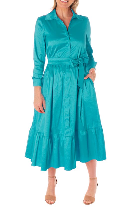 Taylor Dresses Taffeta Shirt Dress In Robin Egg Blue