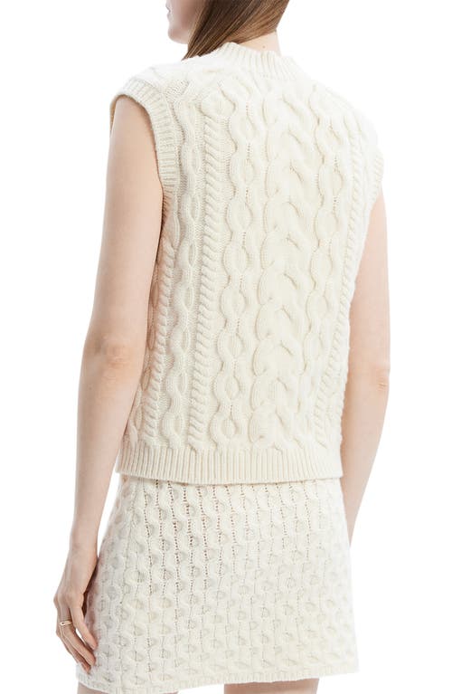 Shop Theory Felted Wool & Cashmere Cable Sweater Vest In Ivory