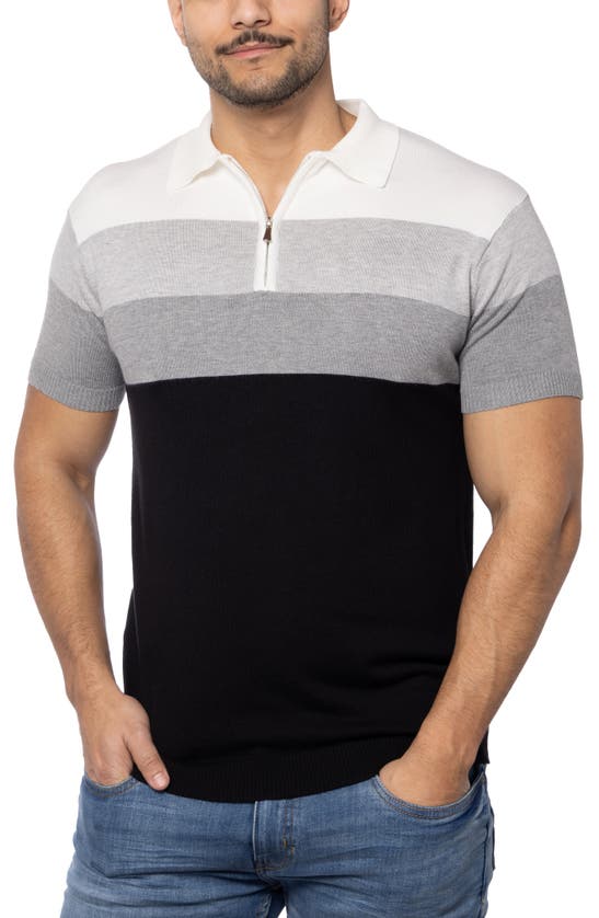 Spring + Mercer Striped Polo Sweater In Black