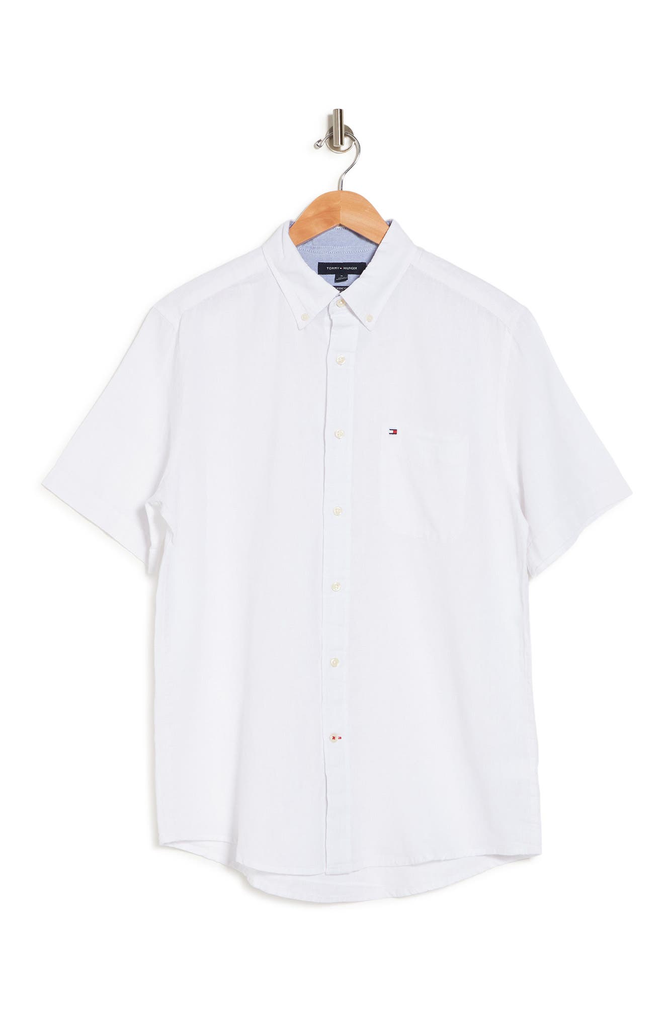 Tommy Hilfiger Peter Solid Short Sleeve Button Down Shirt In Bright White