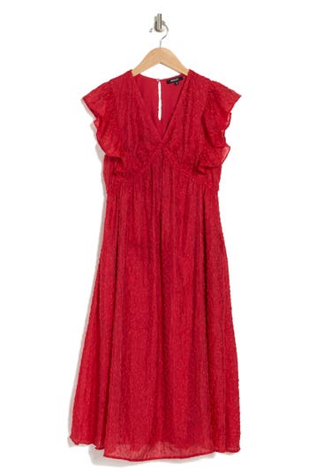Wishlist Jacquard Babydoll Dress In Red