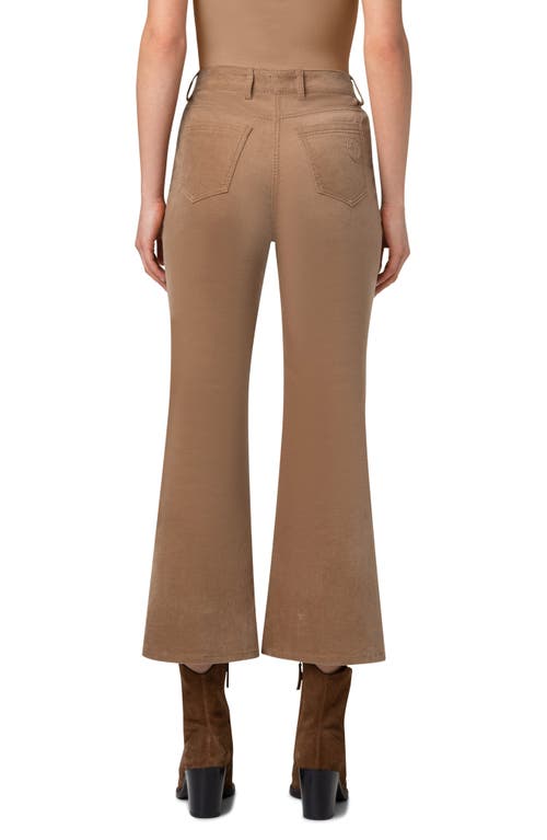 Shop Akris Punto Cali Stretch Velveteen Crop Bootcut Pants In Caramel