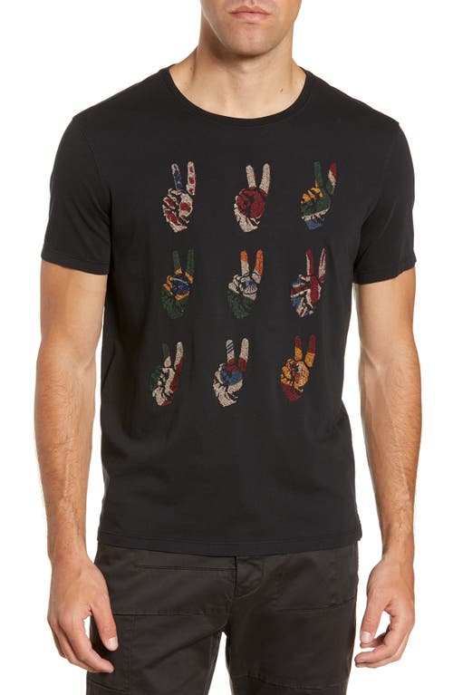Peace Hand Embroidered T-Shirt in Black