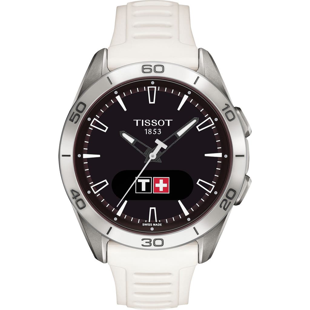 Tissot T-touch Connect Sport Solar Smart Silicone Strap Watch, 43.75mm In White