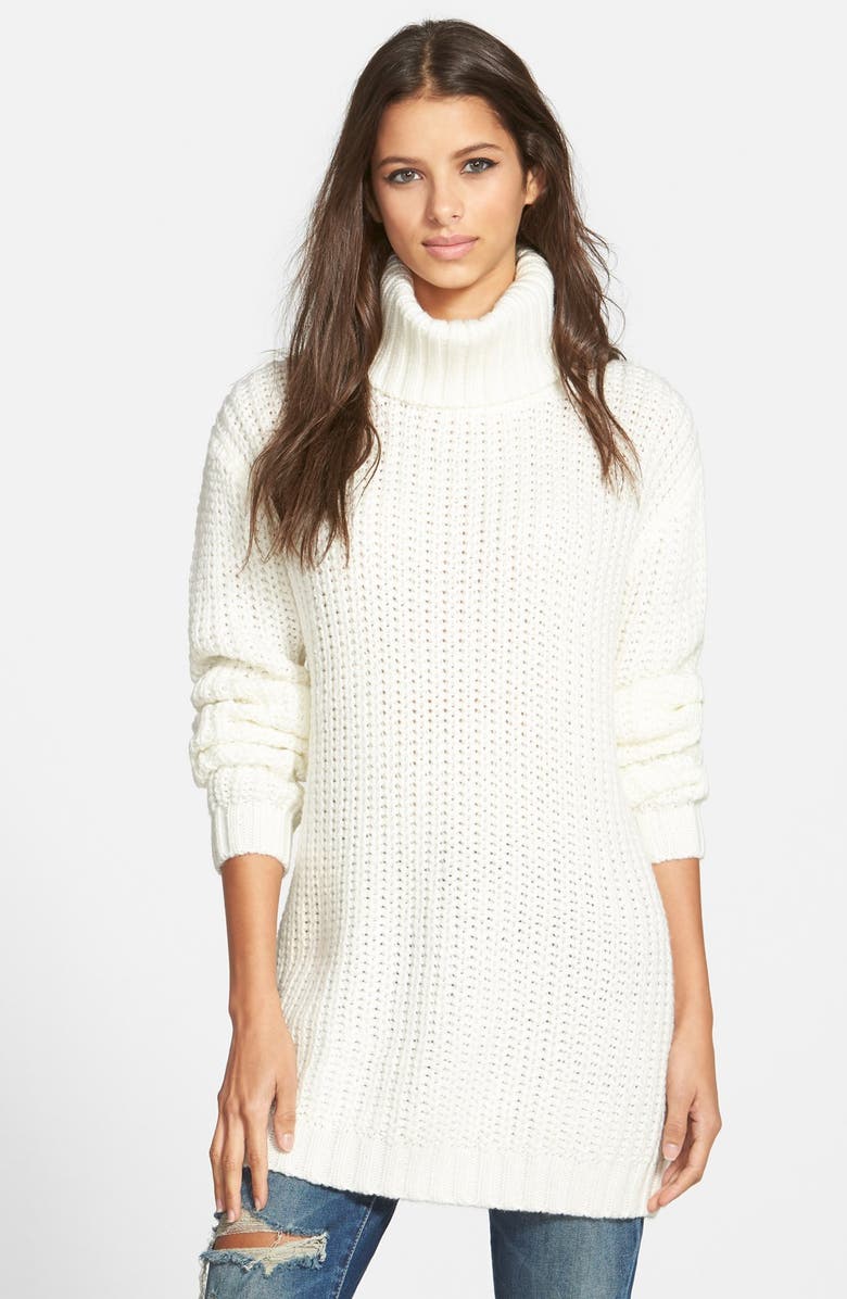 MINKPINK 'Another Night' Chunky Knit Tunic Sweater, Main, color, CREAM