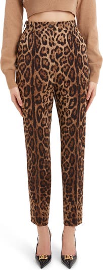 Dolce&Gabbana Dégradé Leopard Print Stretch Wool Ankle Pants