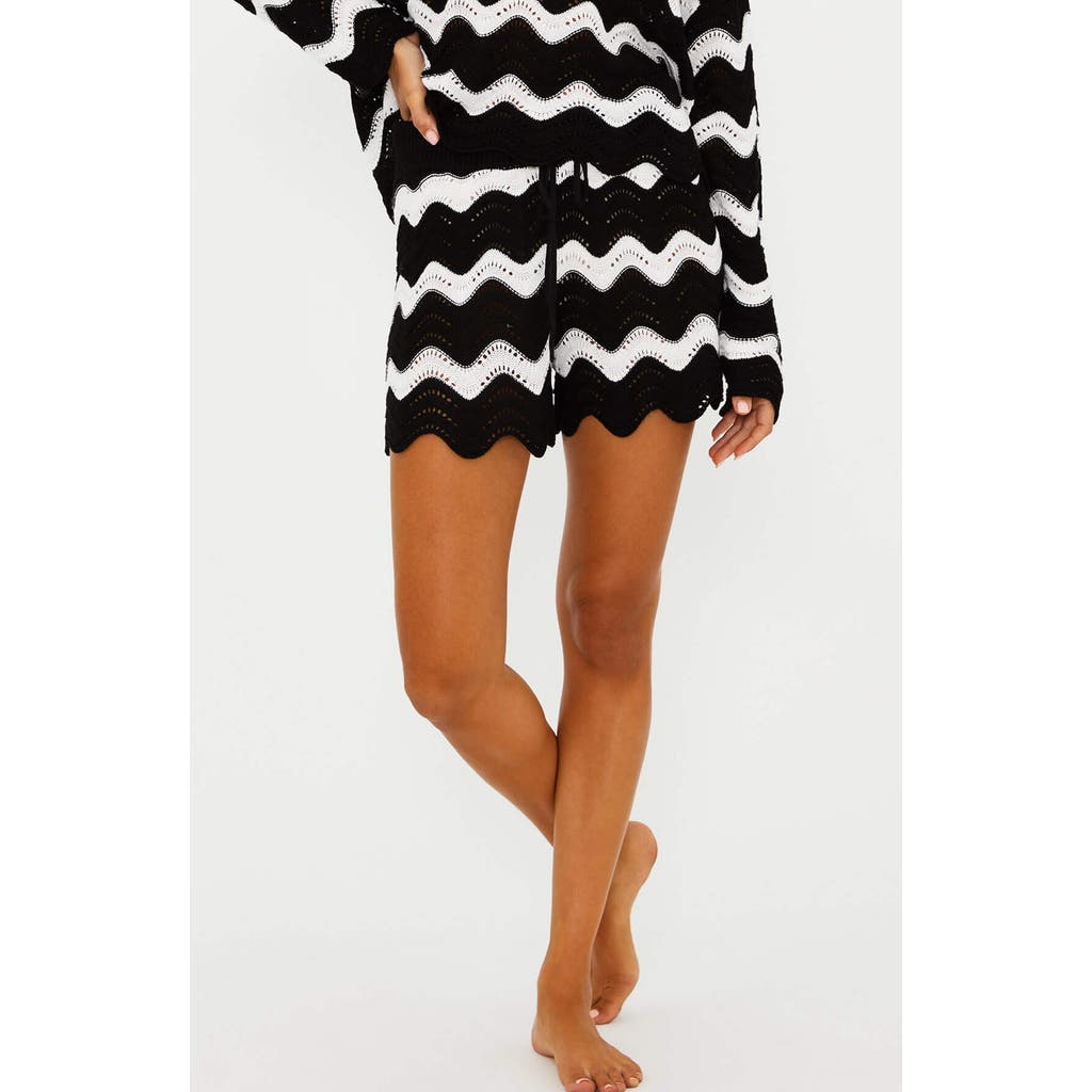 Shop Beach Riot Balboa Cover-up Shorts In Black And White Tides