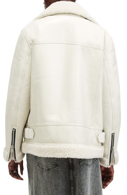 Shop Allsaints Sola Genuine Shearling Moto Jacket In White