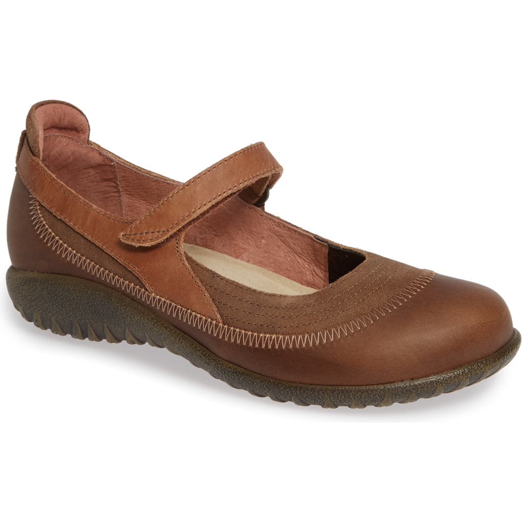 Naot Kire Mary Jane Flat In Antique/saddle Leather/suede
