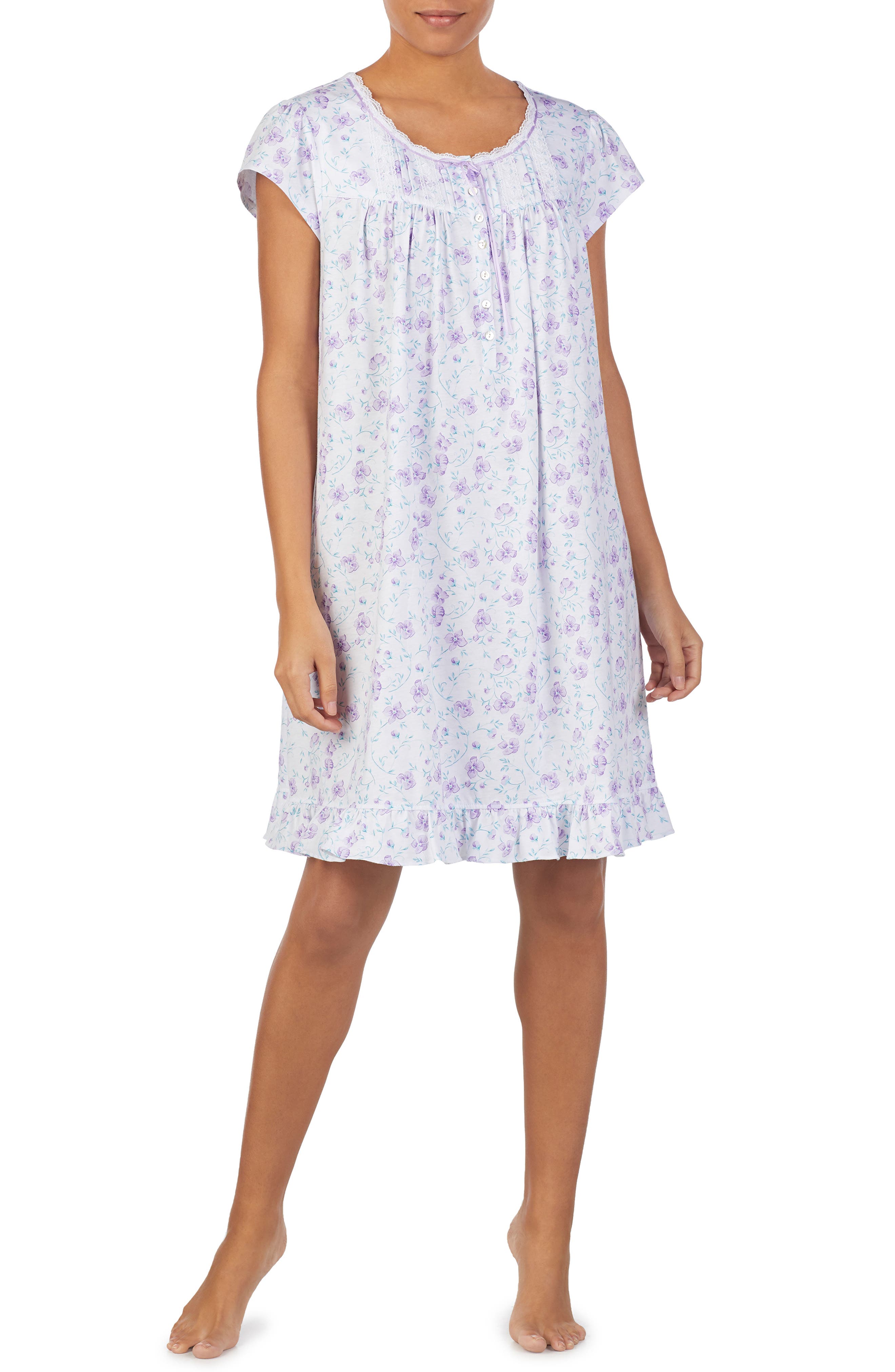 Eileen West Short Sleeve Nightgown, White