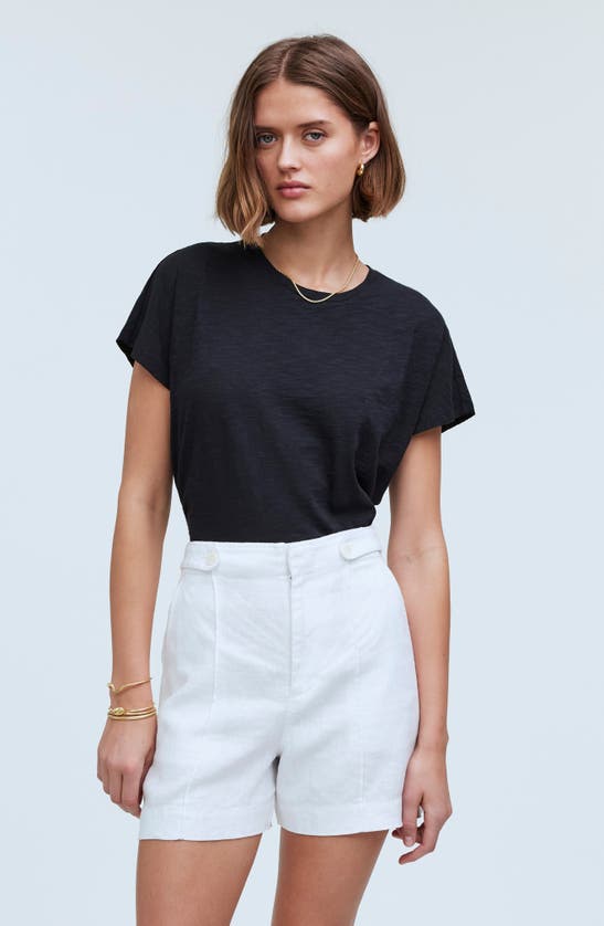 Shop Madewell Clean Tab Linen Canvas Shorts In Eyelet White