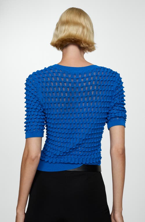 Mango Textured Elbow Sleeve Sweater In Vibrant Blue
