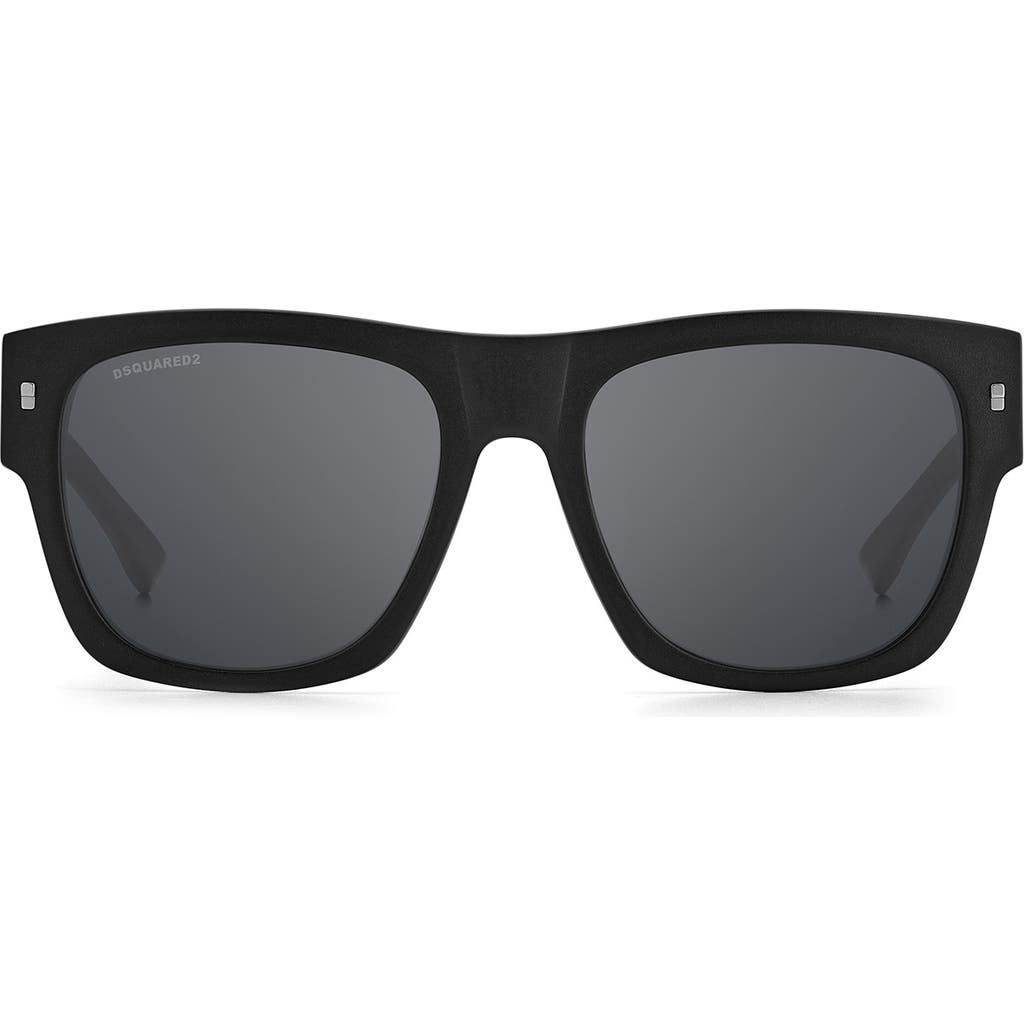 Dsquared2 55mm Square Sunglasses In Matte Black/silver Mirror