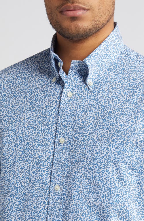 Shop Brooks Brothers Floral Short Sleeve Button-up Shirt In Blue Mini Floral