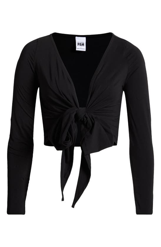 Shop Re/done Wrap Tie Stretch Organic Cotton Top In Black