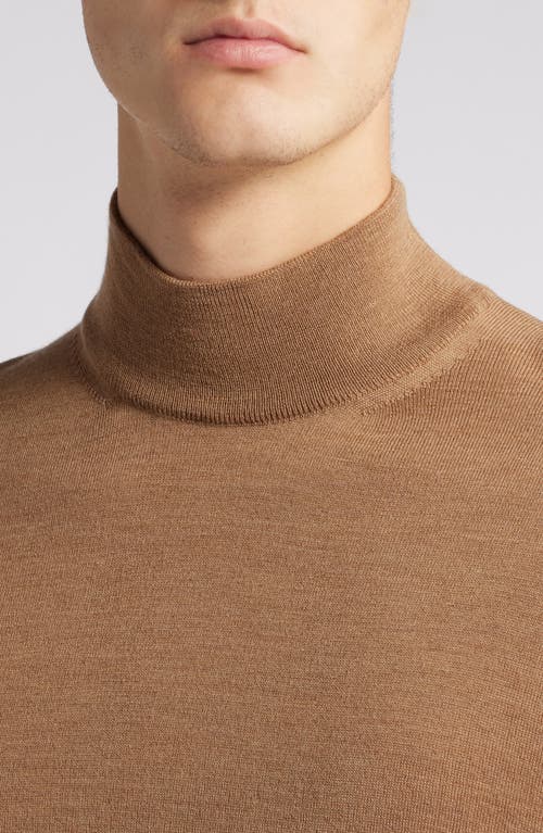 Shop Canali Mock Neck Wool Sweater In Dark Beige