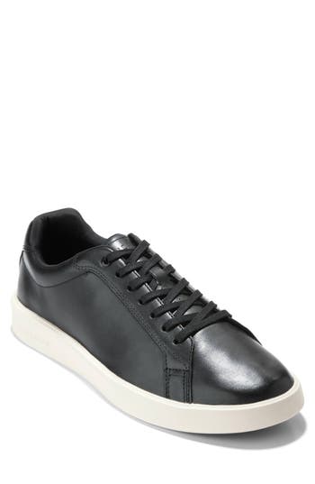 Cole Haan Leather Cap Toe Low-top Sneakers In Black/ivory