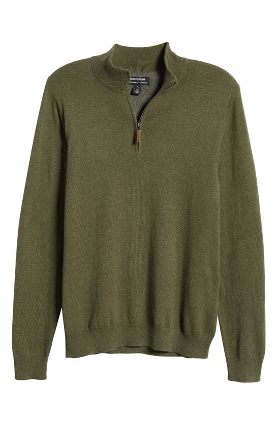 Nordstrom Half Zip Cotton & Cashmere Pullover Sweater In Olive Night
