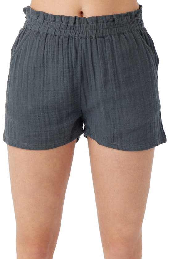 Shop O'neill Carlie Cotton Double Gauze Shorts In Slate