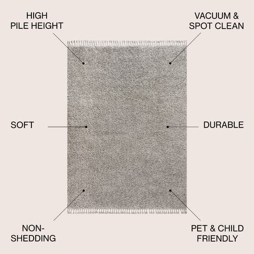 Jonathan Y Mercer Shag Plush Tassel Area Rug In Gray