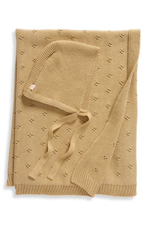 Pink Lemonade Trefle Organic Cotton Blanket & Hat Set In Champagne