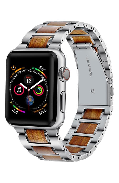 The Posh Tech Stainless Steel & Wood Apple Watch® Bracelet Watchband in Silver