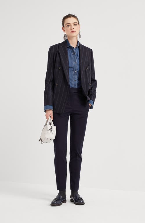 Shop Brunello Cucinelli Cigarette Trousers In Blue