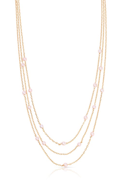 Ettika Perfect Pink Layered Imitaiton Pearl Station Necklace In Pink