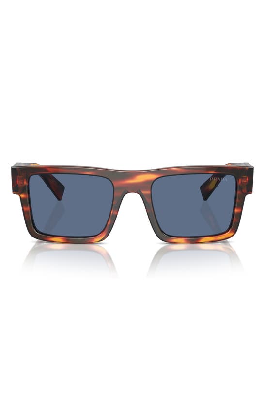 Shop Prada 52mm Rectangular Sunglasses In Dark Blue