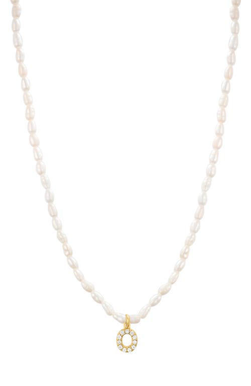 Initial Freshwater Pearl Beaded Necklace in White - O